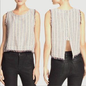 Anthro Cloth & Stone Striped Fringe Hem Crop Top Small